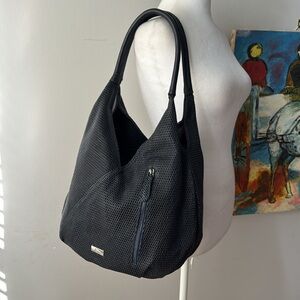 Bevini Modena navy purple blue cow mesh leather medium tote
